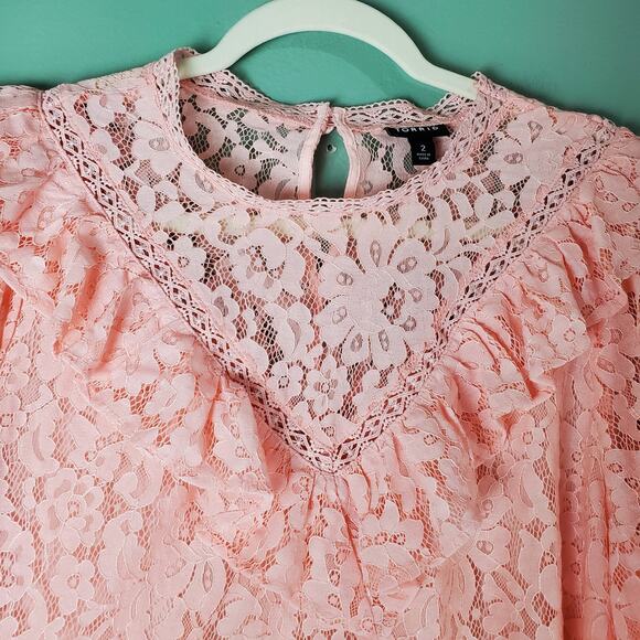 Torrid Women's Pink Lace Ruffle Detail Short Sleeve Top Size 2X - Picture 4 of 8